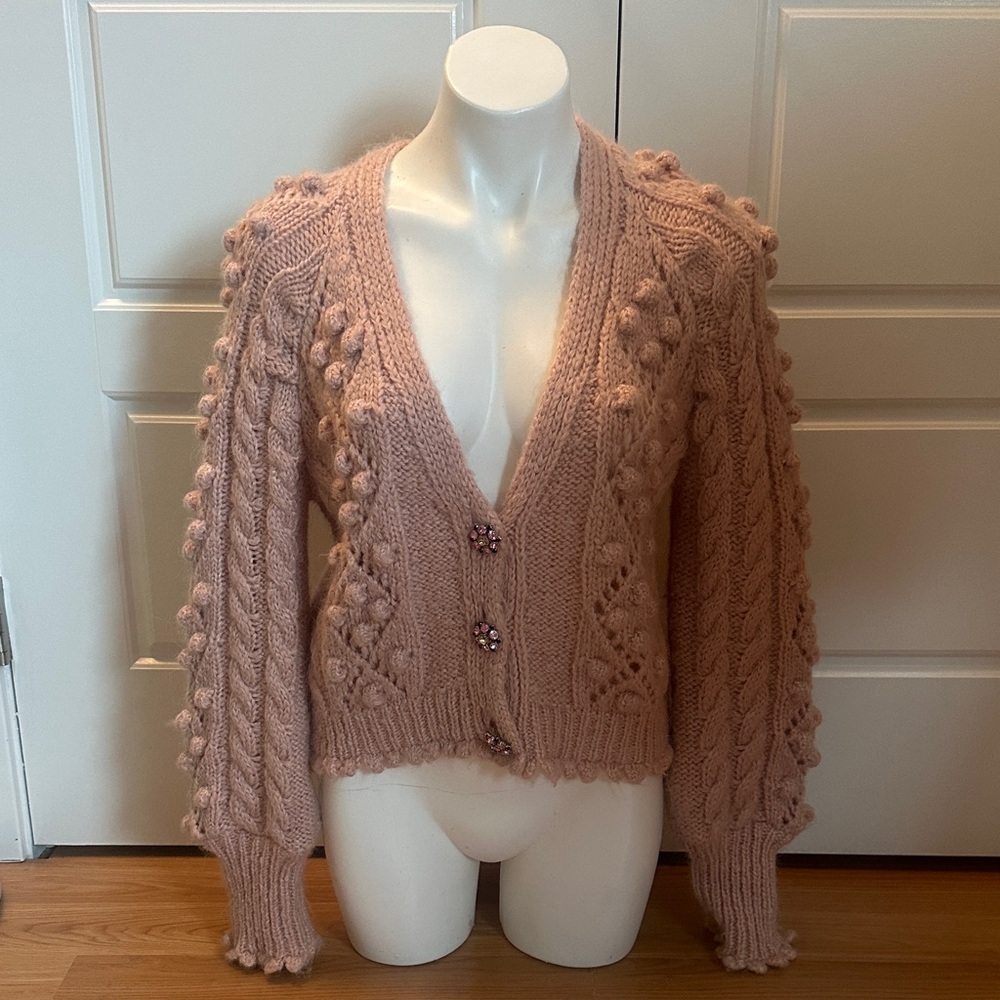 Zara Pink Cable Knit Cardigan